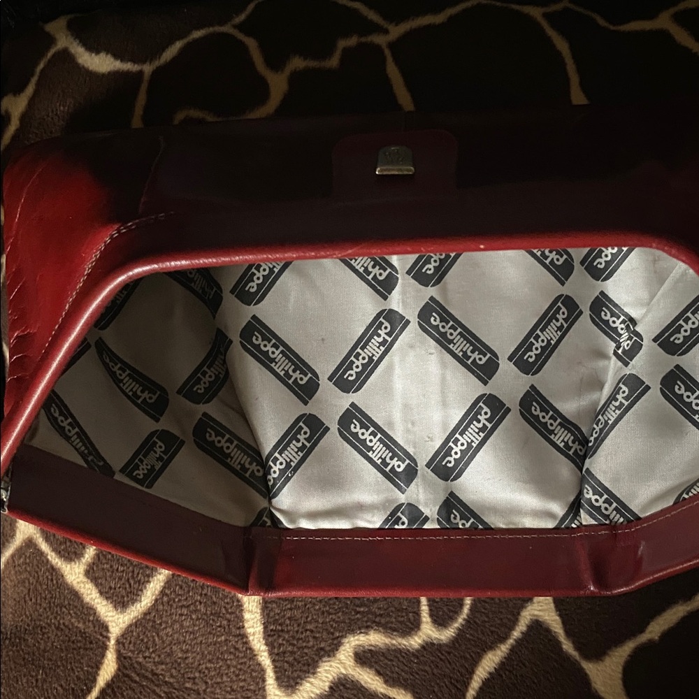 Vintage 70’s Philippe Burgundy Leather Clutch - Picture 7 of 14